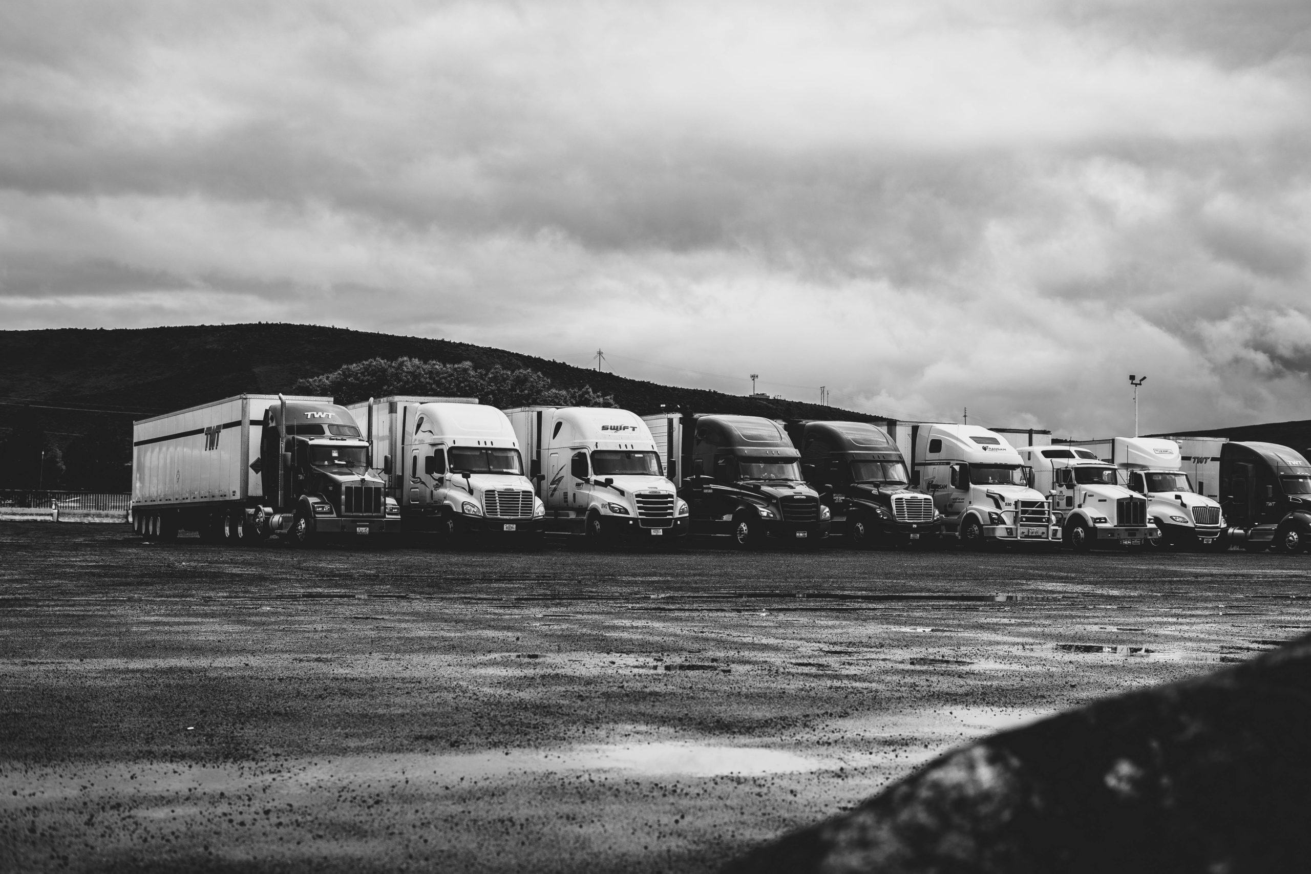 trucks in a row